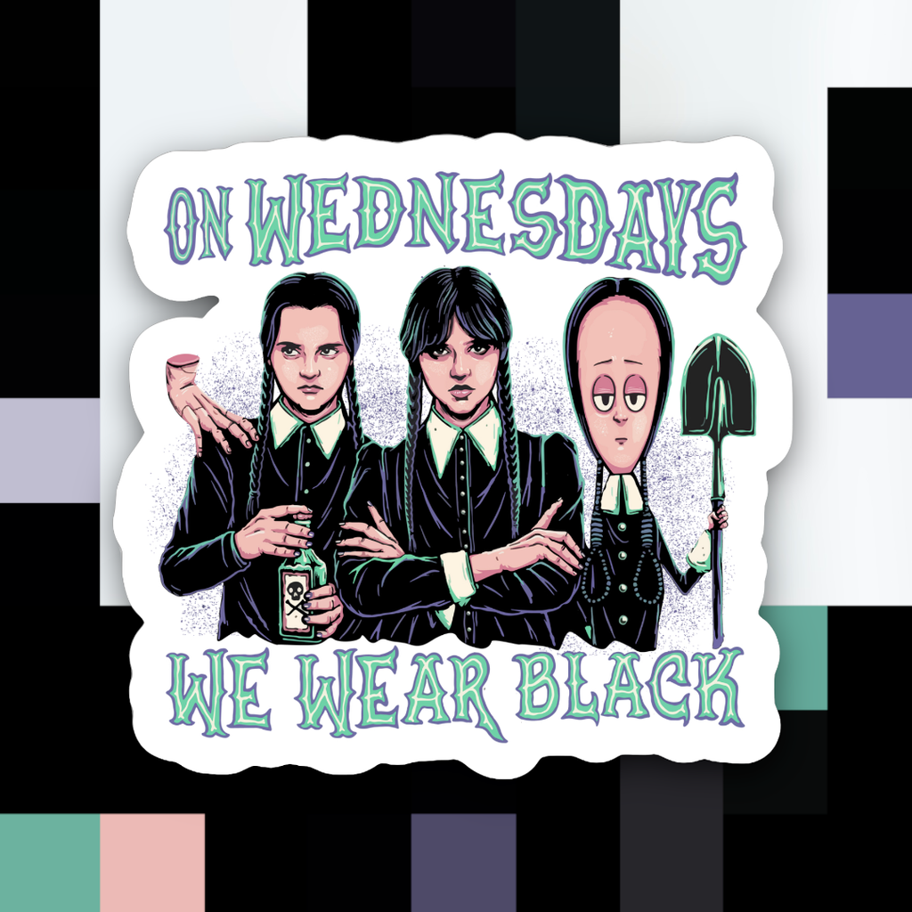 On Wednesdays We Wear Black Sticker - Wednesday Addams sticker
