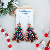 SALE! Confetti Bomb Chunky Glitter Christmas Tree Inset Dangles