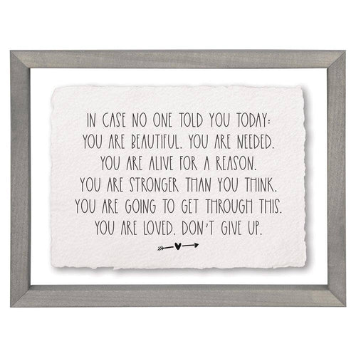 Home Decor - Motivational Sign - In Case No One Told You...