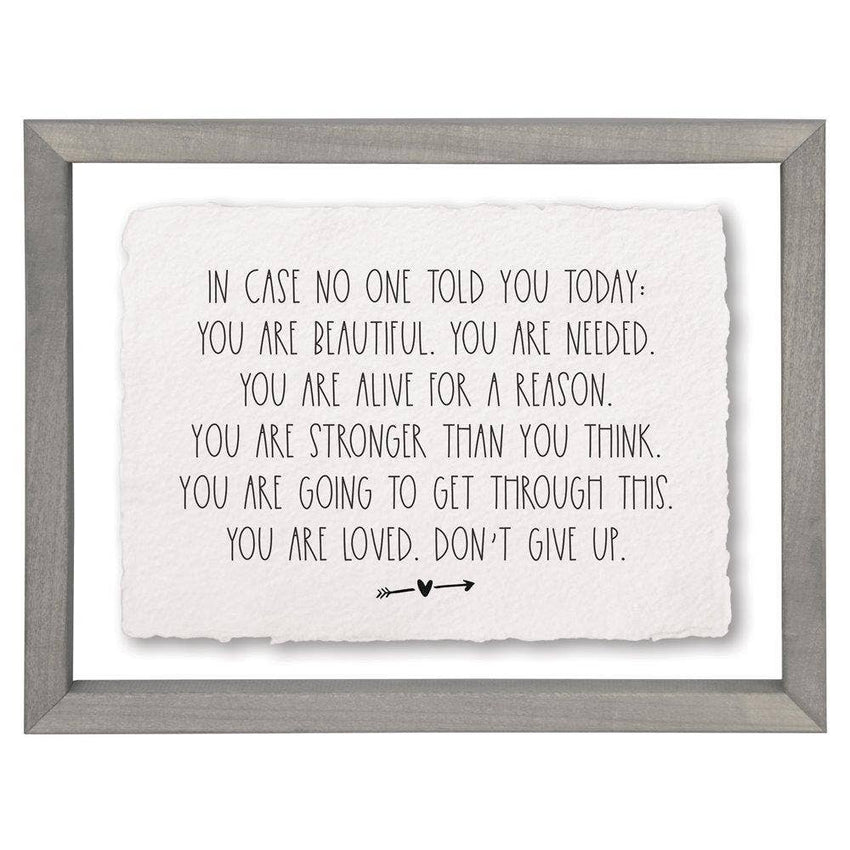 Home Decor - Motivational Sign - In Case No One Told You...