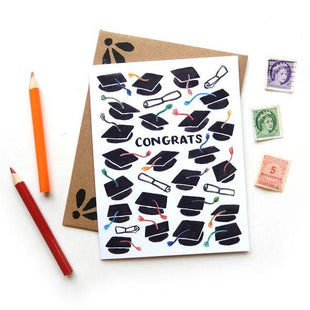 Congrats Grad Caps Card - Graduation Card