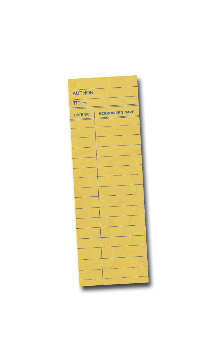 Yellow Nostalgic Library Card Bookmark