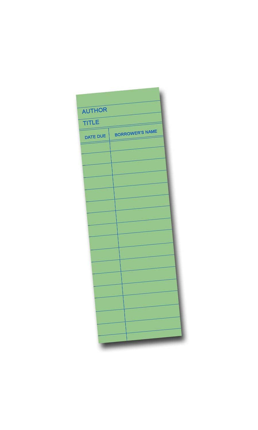 Green Nostalgic Library Card Bookmark