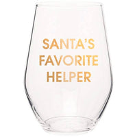 Santa's Favorite Helper Stemless Wine Glass