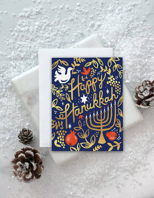 Hanukkah Greeting Card with Pomegranates - Holiday Card