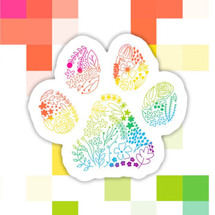 Rainbow Dog Floral - Vinyl Sticker