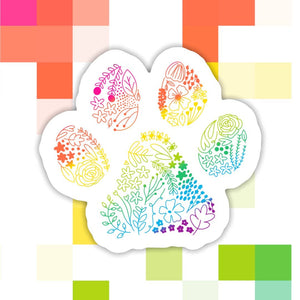 Rainbow Dog Floral Sticker