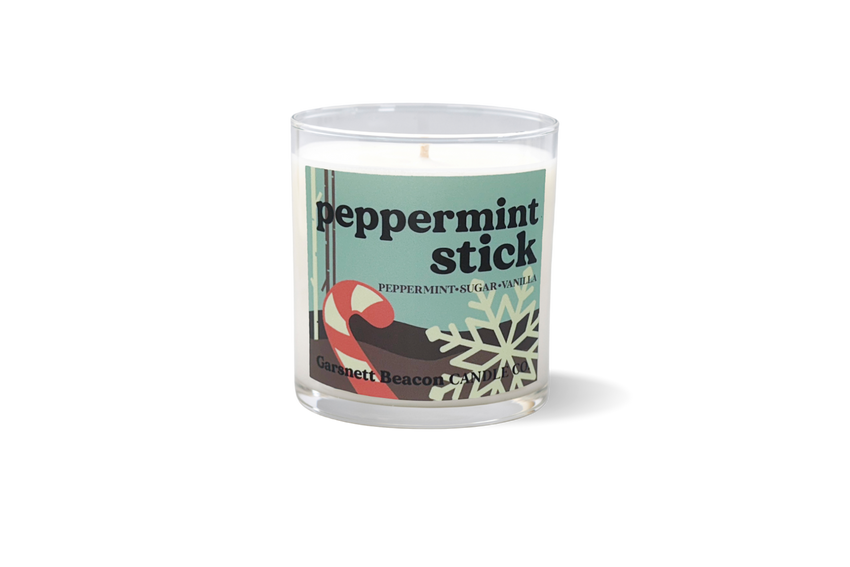 SALE! Peppermint Stick Glass Candle