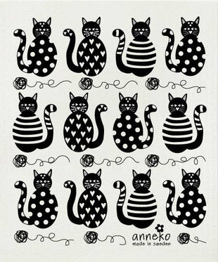 Swedish Dishcloth - Anneko BLACK CATS