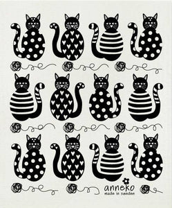 SALE! Swedish Dishcloth - Anneko BLACK CATS