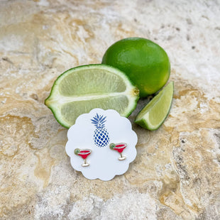 Pink Margarita Enamel Stud Earrings