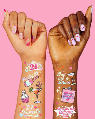 21st Birthday Party Temporary Tattoos, Bday Accessory