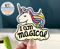 I Am Magical Unicorn Sticker, 3" Cute Waterproof Quote Decal