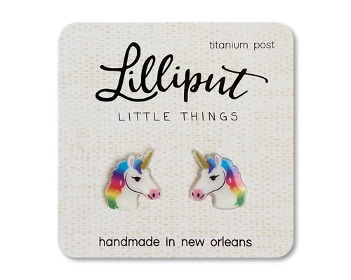 Rainbow Unicorn Earring Studs
