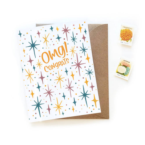 OMG Congrats Retro Star Card - Congratulations Card