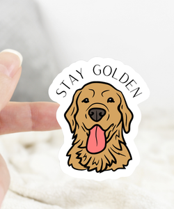 Stay Golden Dog Sticker - Vinyl Golden Retriever Sticker