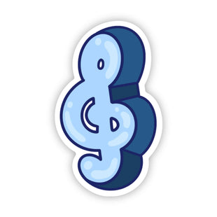 Blue Treble Clef Sticker