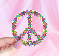 Floral 70s Peace Sign Vinyl Sticker