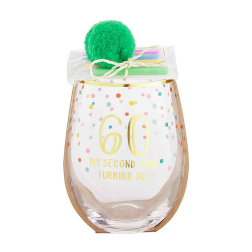 Birthday Wine Glass with Candles