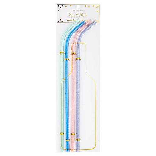 Wine Bottle Straws- Pastel Glitter