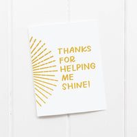 Thanks For Helping Me Shine Card - Thank You Card