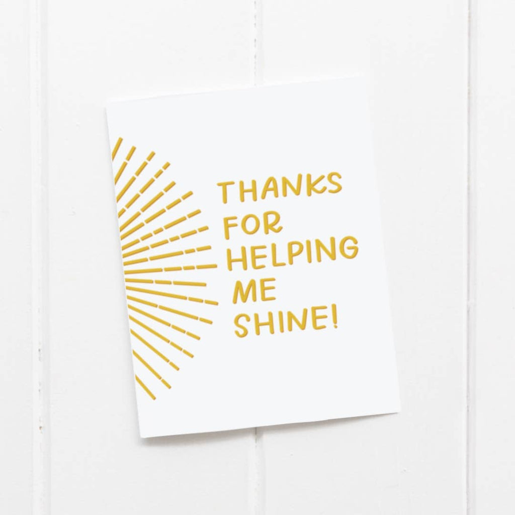 Thanks For Helping Me Shine Card - Thank You Card