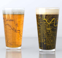 Ann Arbor University of Michigan College Town Map Pint Pair