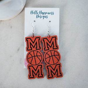 Acrylic Basketball Mom Letter Dangles -Sports Earrings