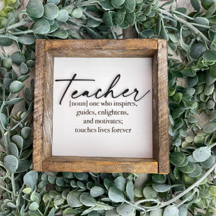 Teacher Definition - Wooden Sign Shelf Sitter