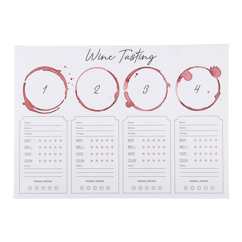 Wine Tasting Placemat - 24 Sheets!