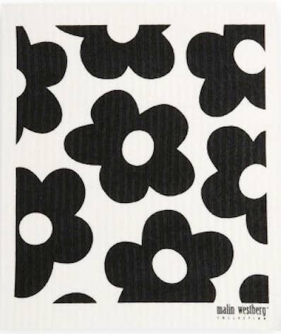 Swedish Dishcloth - BLOMMOR FLOWERS BLACK