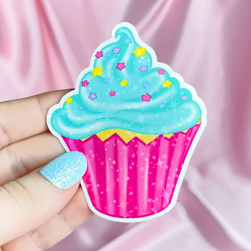 Holographic Cupcake Vinyl Sticker