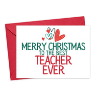 Best Teacher Christmas Card - Teacher Holiday Card for Her