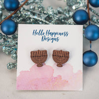 SALE! Hannukah Menorah Wood Studs