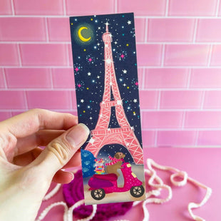 Paris Dog with Books - Laminated Bookmark