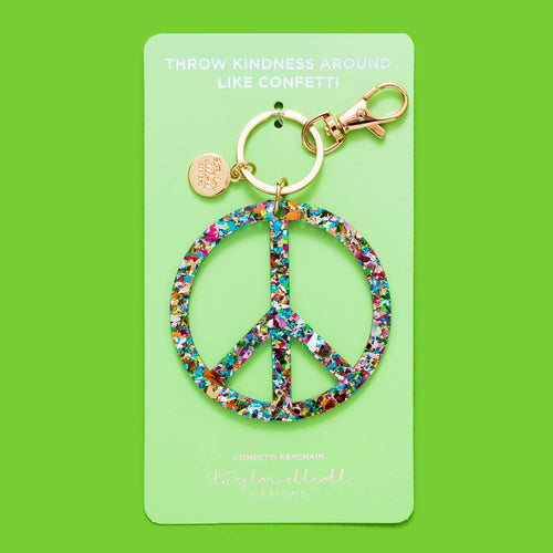 Confetti Peace Sign Keychain - Glittery Keychain - Taylor Elliott Designs