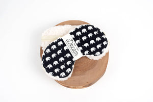 Sleep Mask - Black and White Elephant Pattern