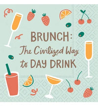 Brunch Napkin- Civilized Way to Day Drink - Cocktail Napkin