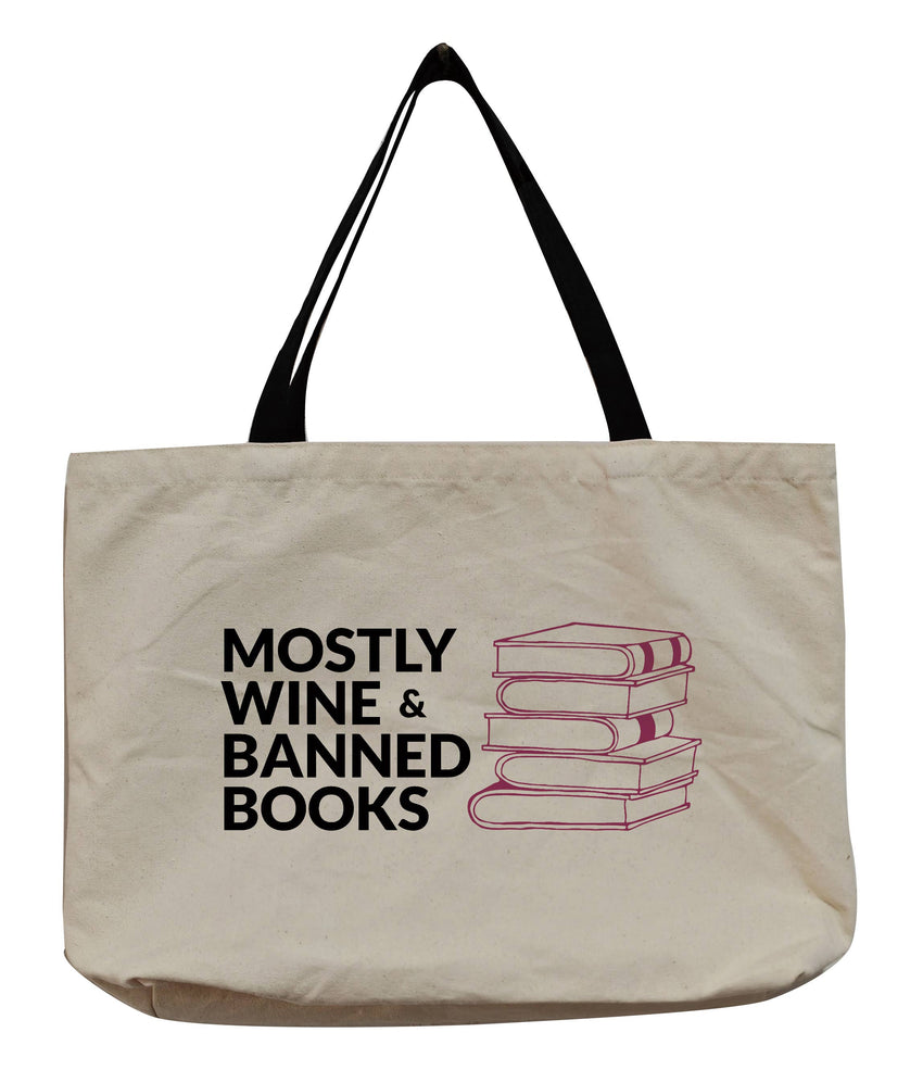 Wine and Banned Books Canvas Tote Bag