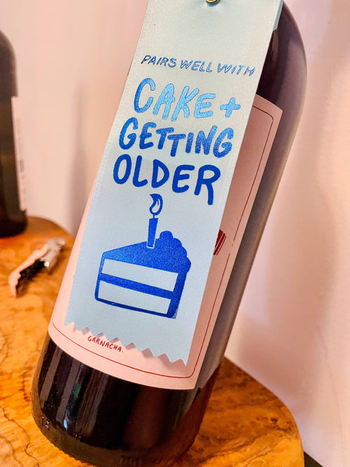 SALE! Birthday Pairs with Bottle Ribbon Gift Tag - Blue