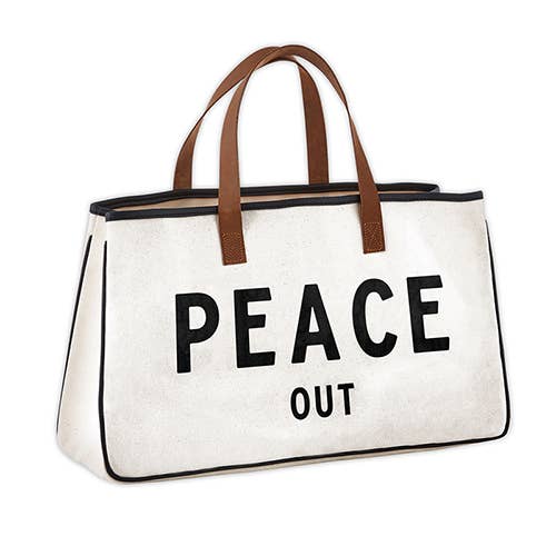 SALE! Large Canvas Tote - Peace Out