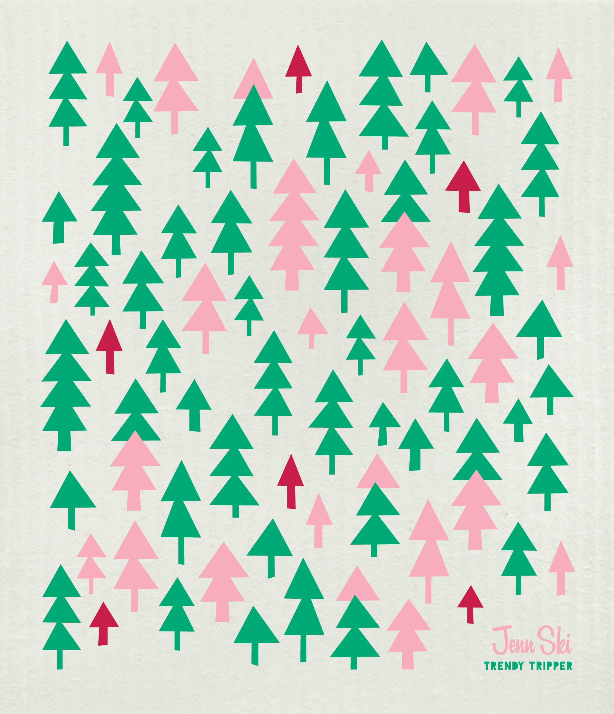 SALE!  Swedish Dishcloth - Multicolor Holiday Christmas Forest Tree