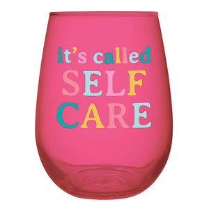 It's Called Self Care - 20oz Stemless Wine Glass - Hot Pink Wine Glass