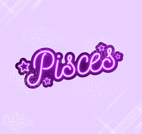 Pisces Zodiac Neon Sign Vinyl Sticker, Astrology Sticker