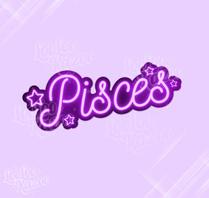 Pisces Zodiac Neon Sign Vinyl Sticker, Astrology Sticker