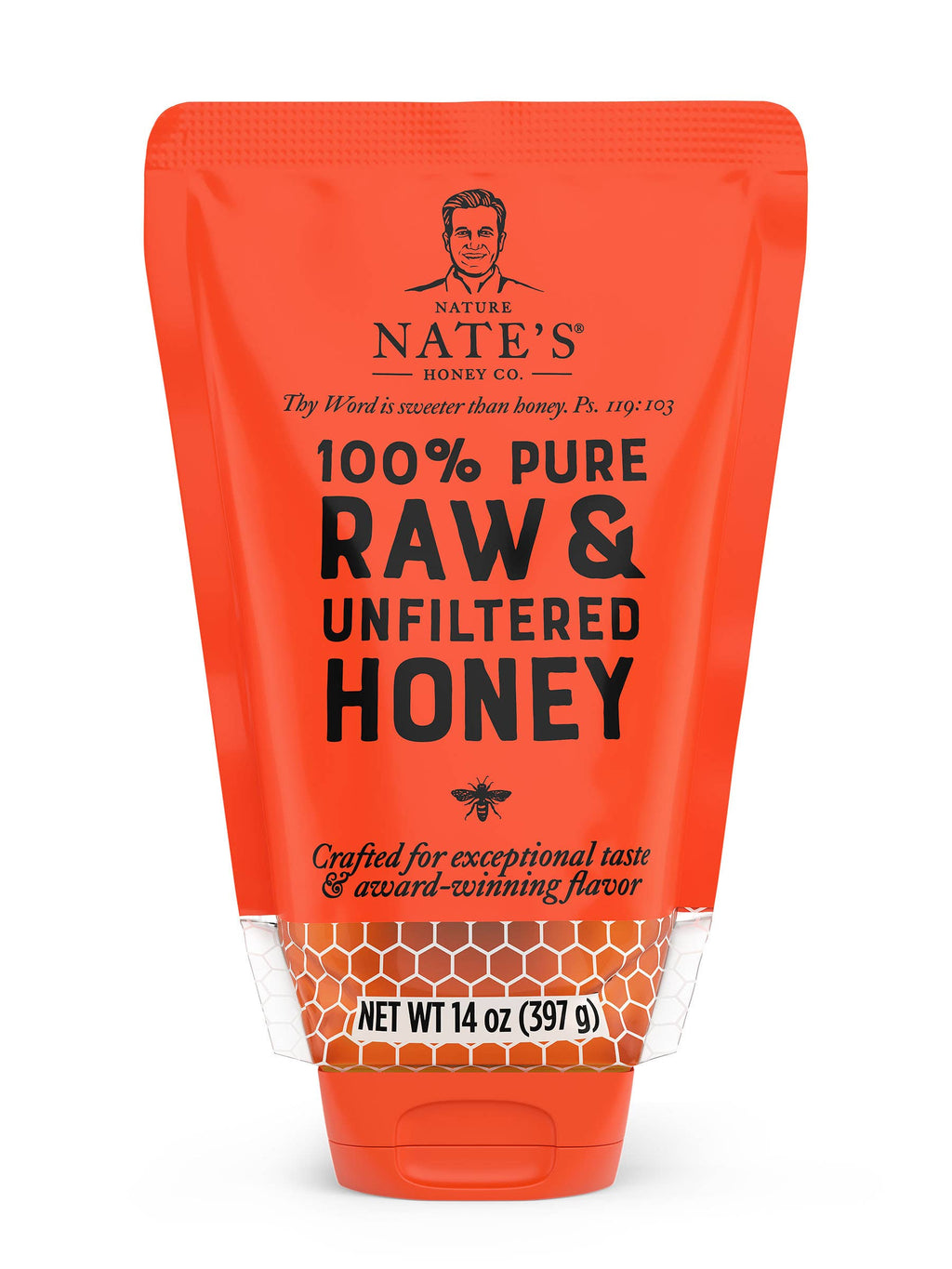 Nature Nate's Raw And Unfiltered Honey Pouch, 14oz