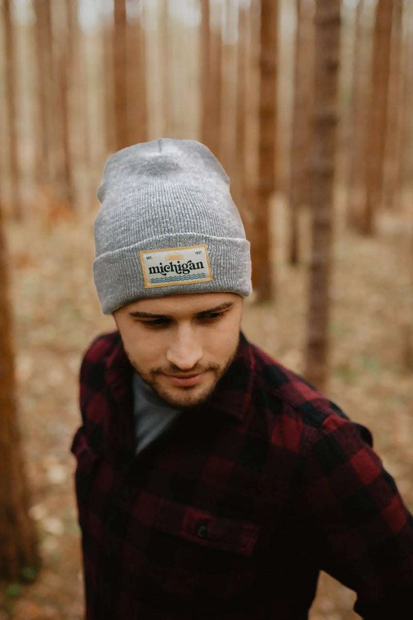 Michigan Patch Beanie - Light Gray