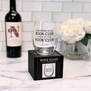 What happens at the Book Club - 15oz Stemless Wine Glass