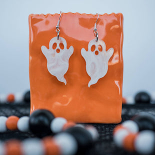 SALE! Smoky White Petite Ghost Dangles - Halloween Haunted Spooky