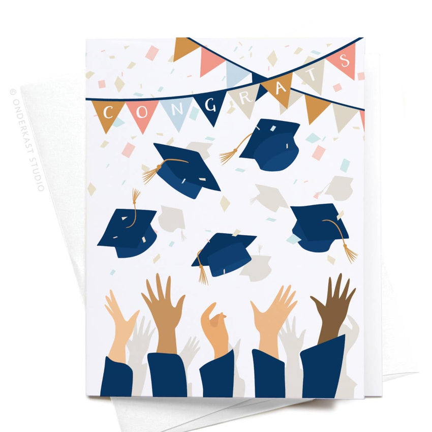 Congrats Graduation Caps Greeting Card